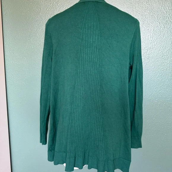 Liz Claiborne Emerald Green Long Sleeve Cardigan Sweater Flowy Top Fall Winter - Picture 8 of 9